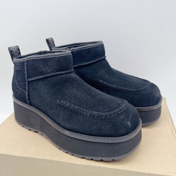 UGG Cityfunc Ultra Mini Platform Water-resistant Suede Boots US 7 EU 38 Black - Picture 3 of 12